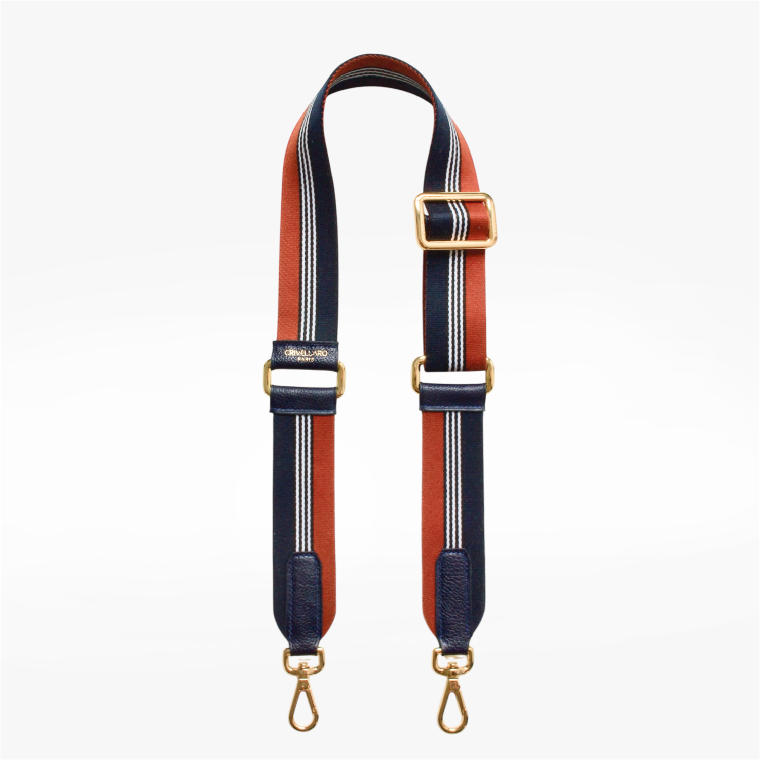 Bandoulière Camel/Bleu | Cuir Bleu | Bijouterie dorée