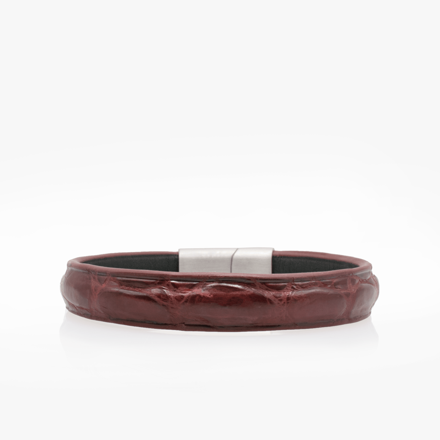 Bracelet cuir crocodile bordeaux