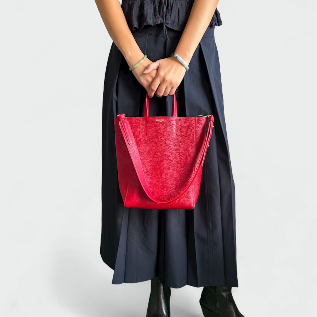 Sac cabas cuir rouge Crivellaro Femme 1