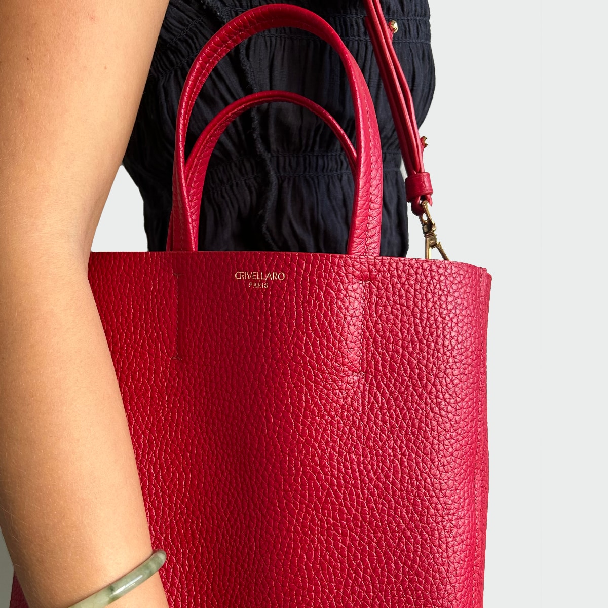 Sac cabas cuir rouge Crivellaro Femme 4