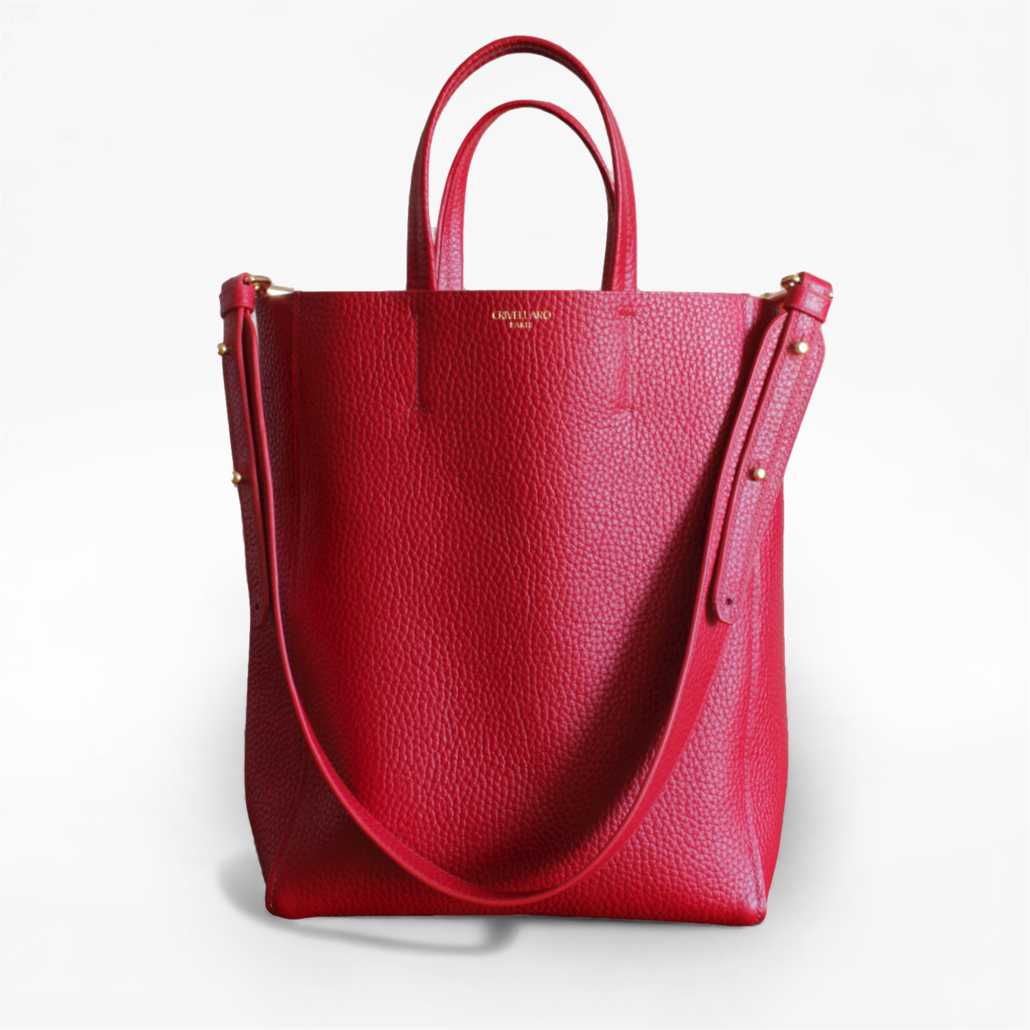 Cabas en cuir rouge