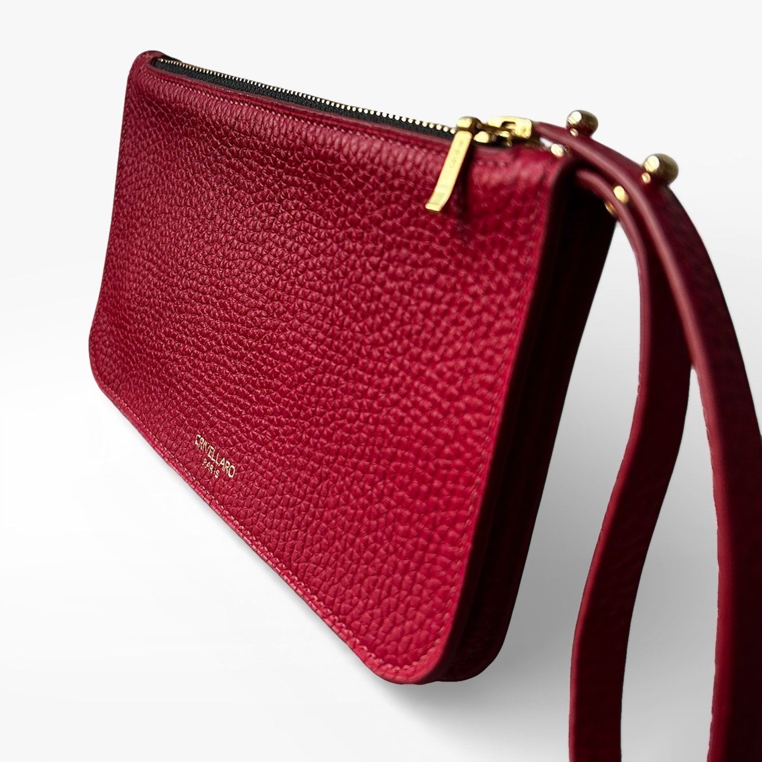 Crivellaro Pochette Sac Cuir Grainé rouge côté