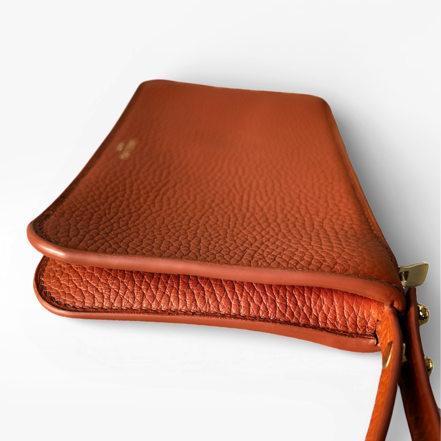 Crivellaro Pochette Sac Cuir Grainé marron camel soufflet