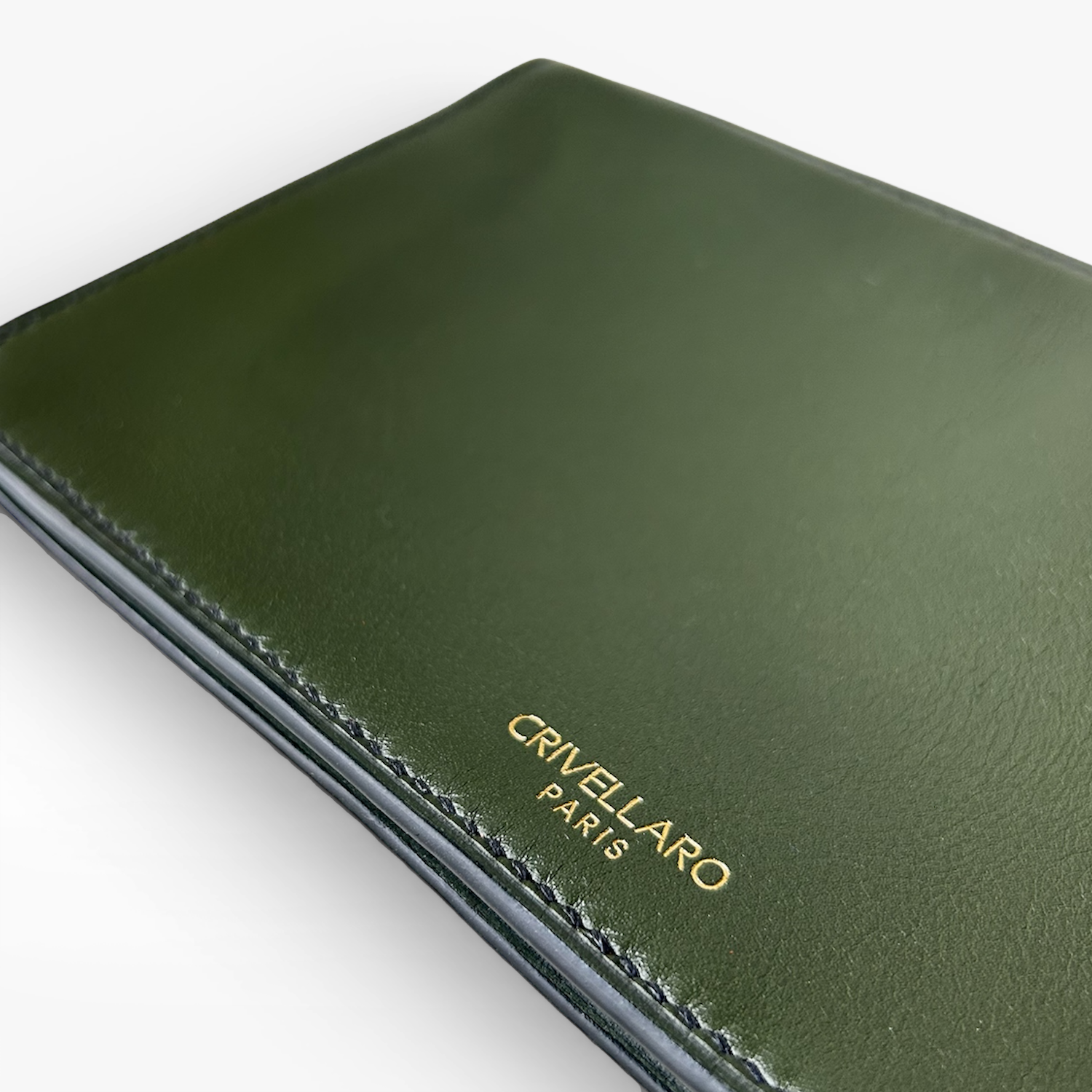 Crivellaro Pochette Sac Cuir vert kaki logo