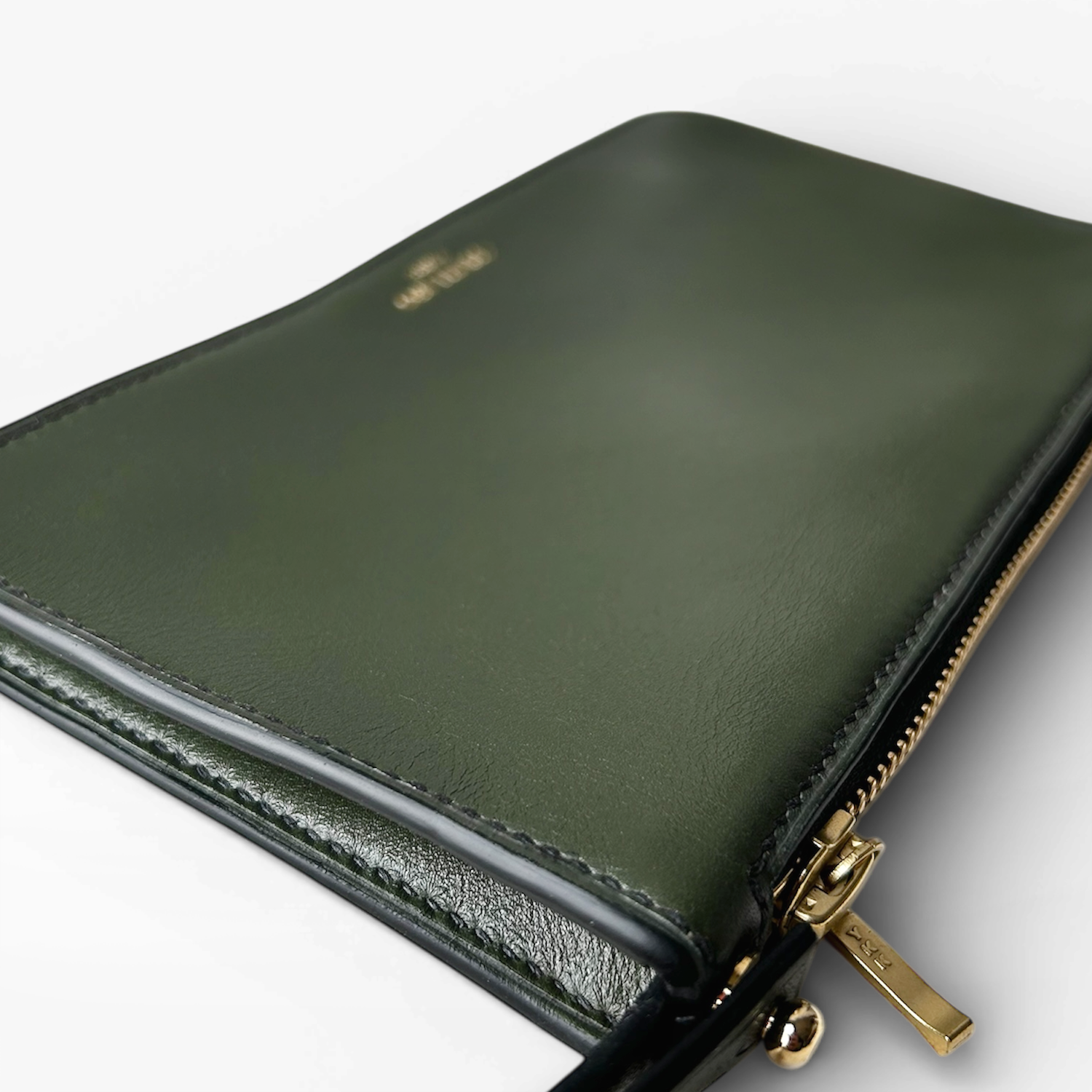 Crivellaro Pochette Sac Cuir vert kaki soufflet