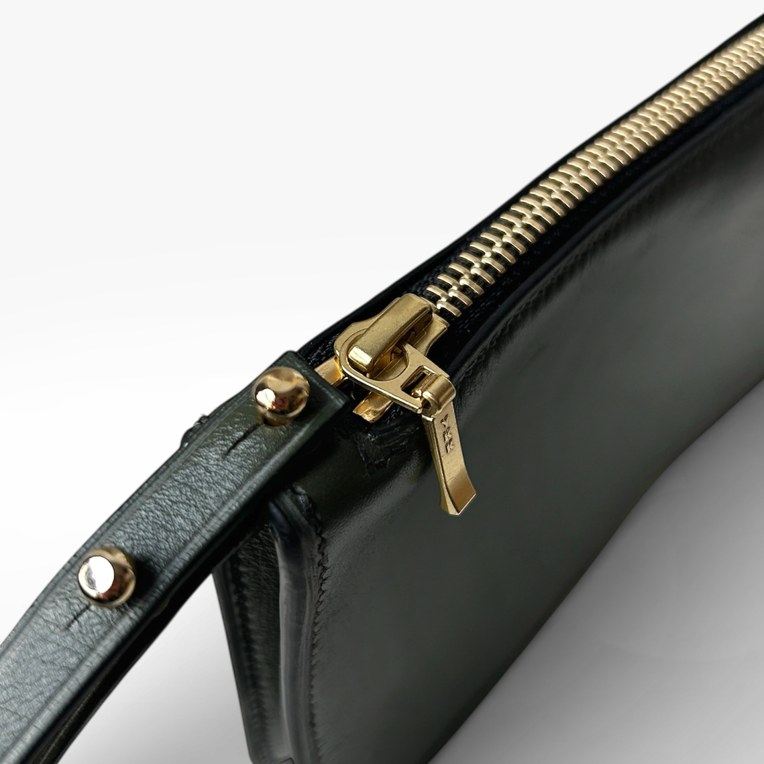 Crivellaro Pochette Sac Cuir vert kaki zip