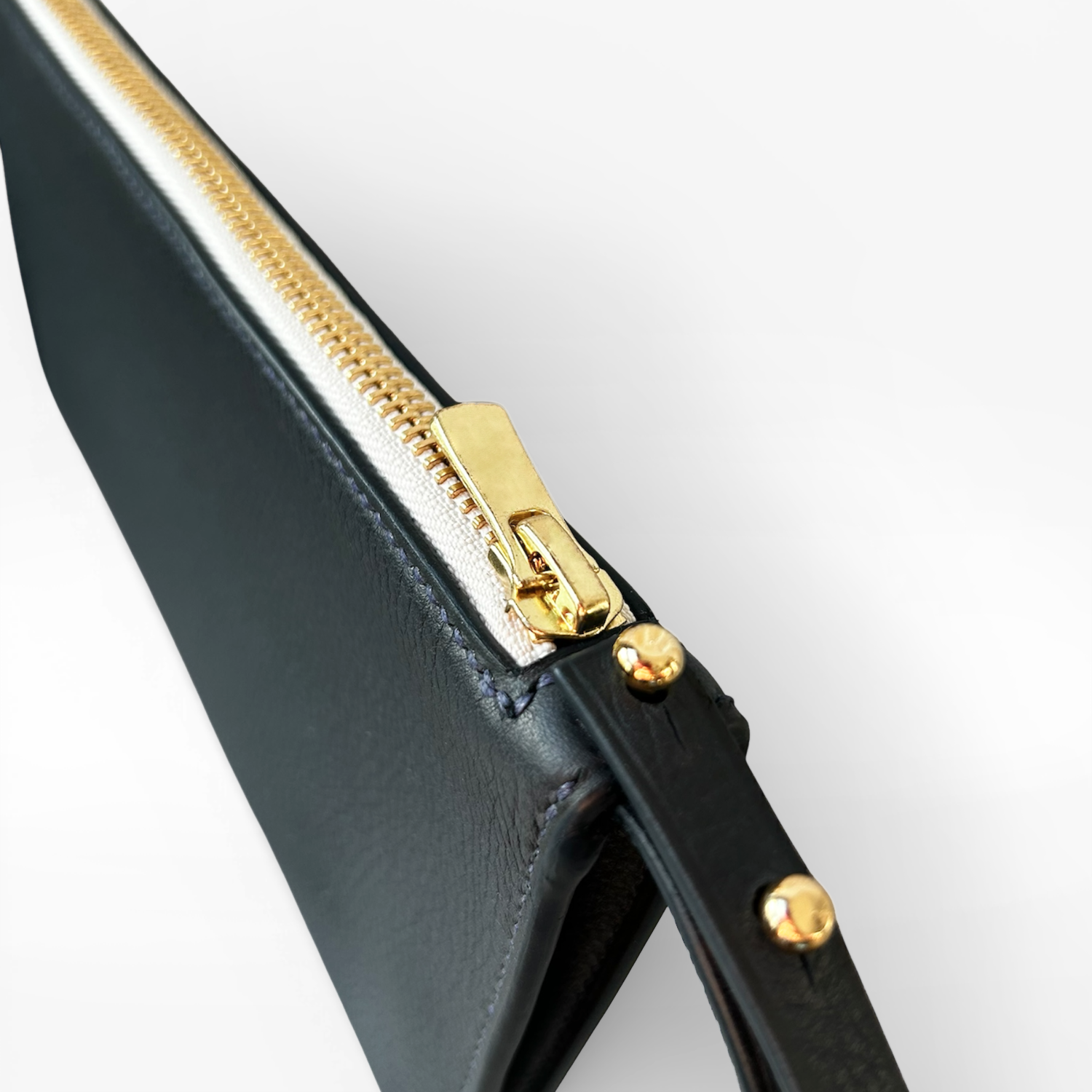 Crivellaro Pochette Sac Cuir Grainé bleu marine zip