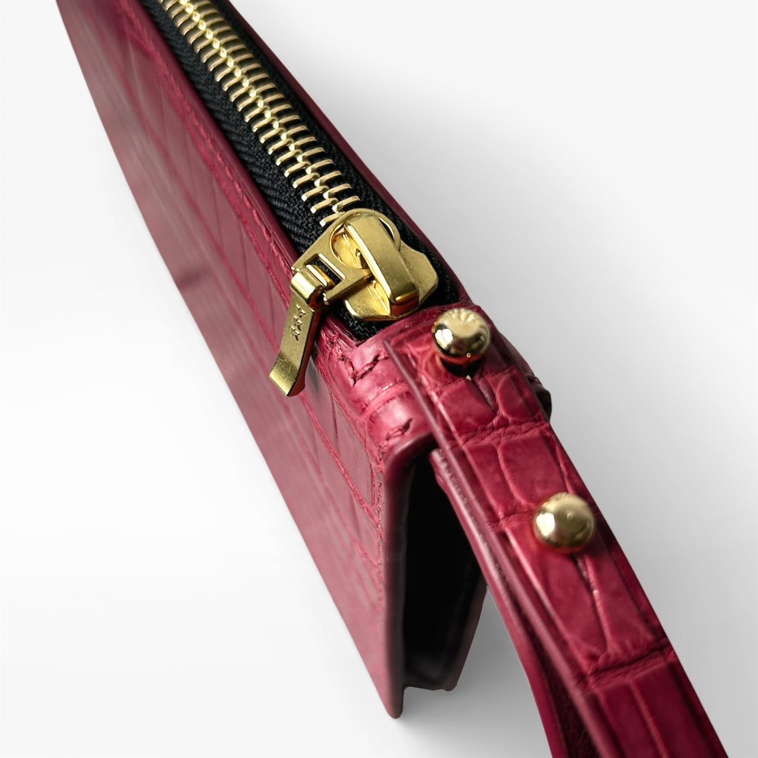 Crivellaro Pochette Sac Cuir crocodile bordeaux zip