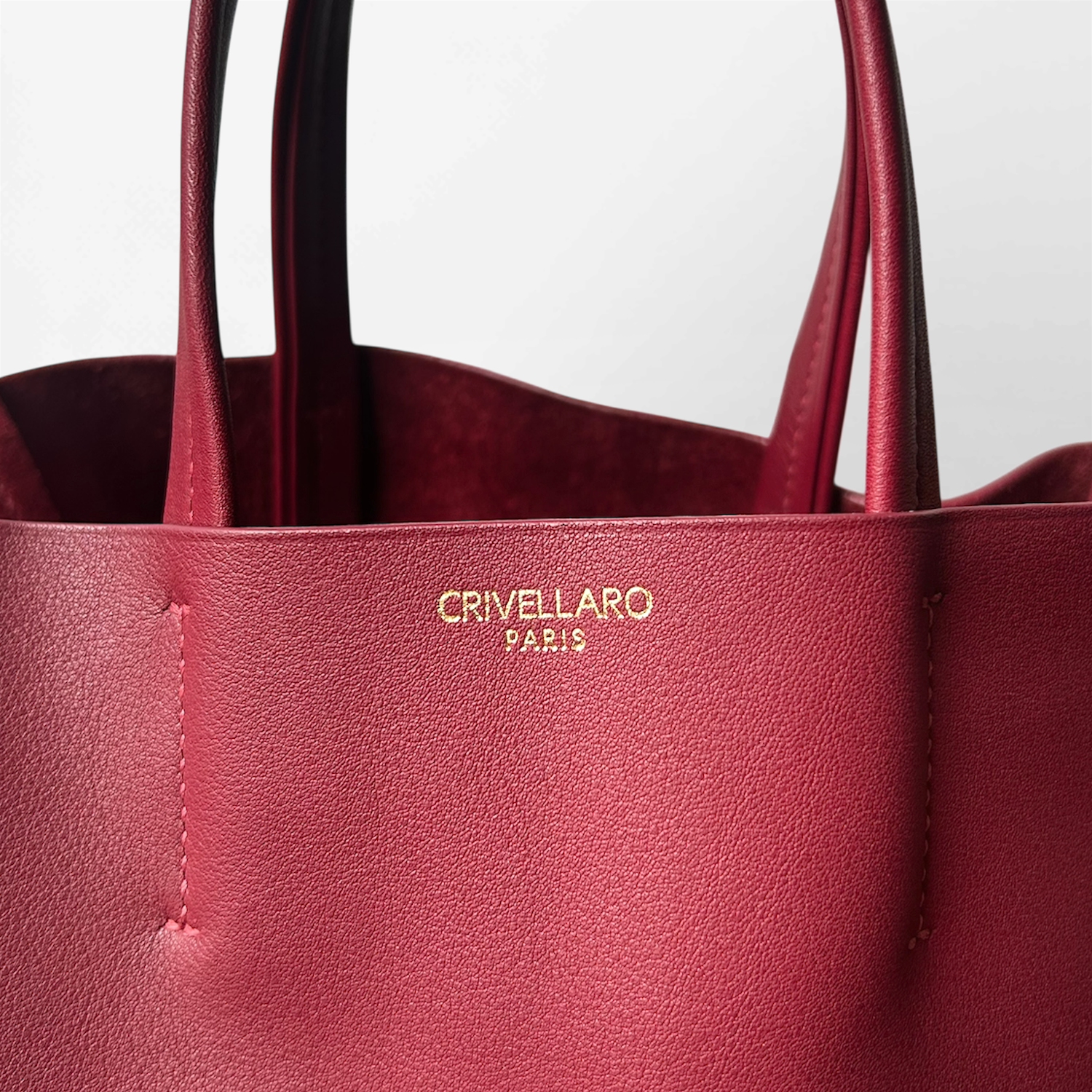 Crivellaro cabas cuir bordeaux zoom logo