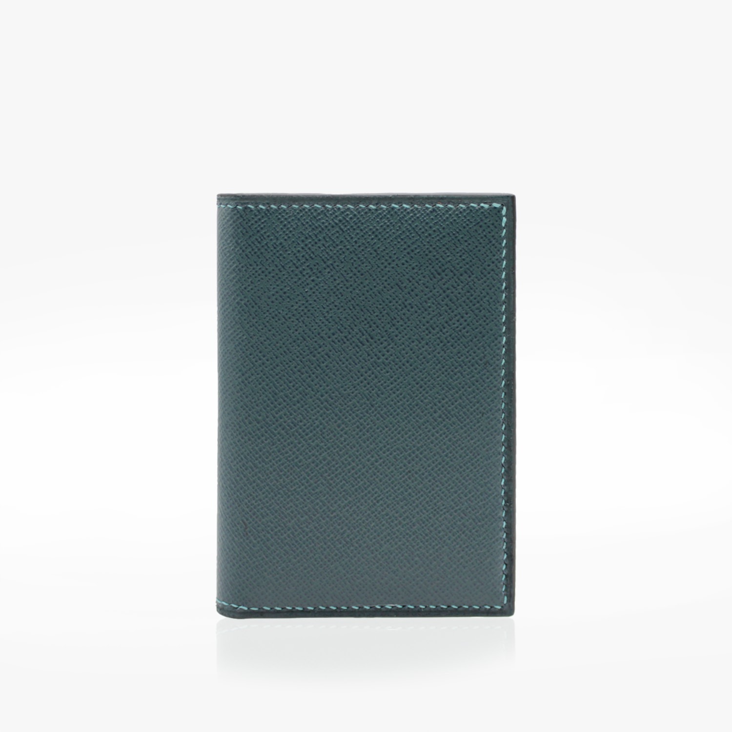 Porte-cartes cuir classique turquoise avec détail crocodile noir
