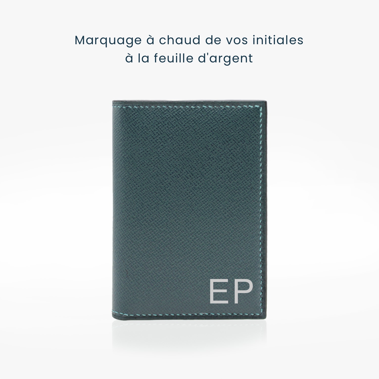 287 Porte 4 cartes Cuir turquoise gravure argent
