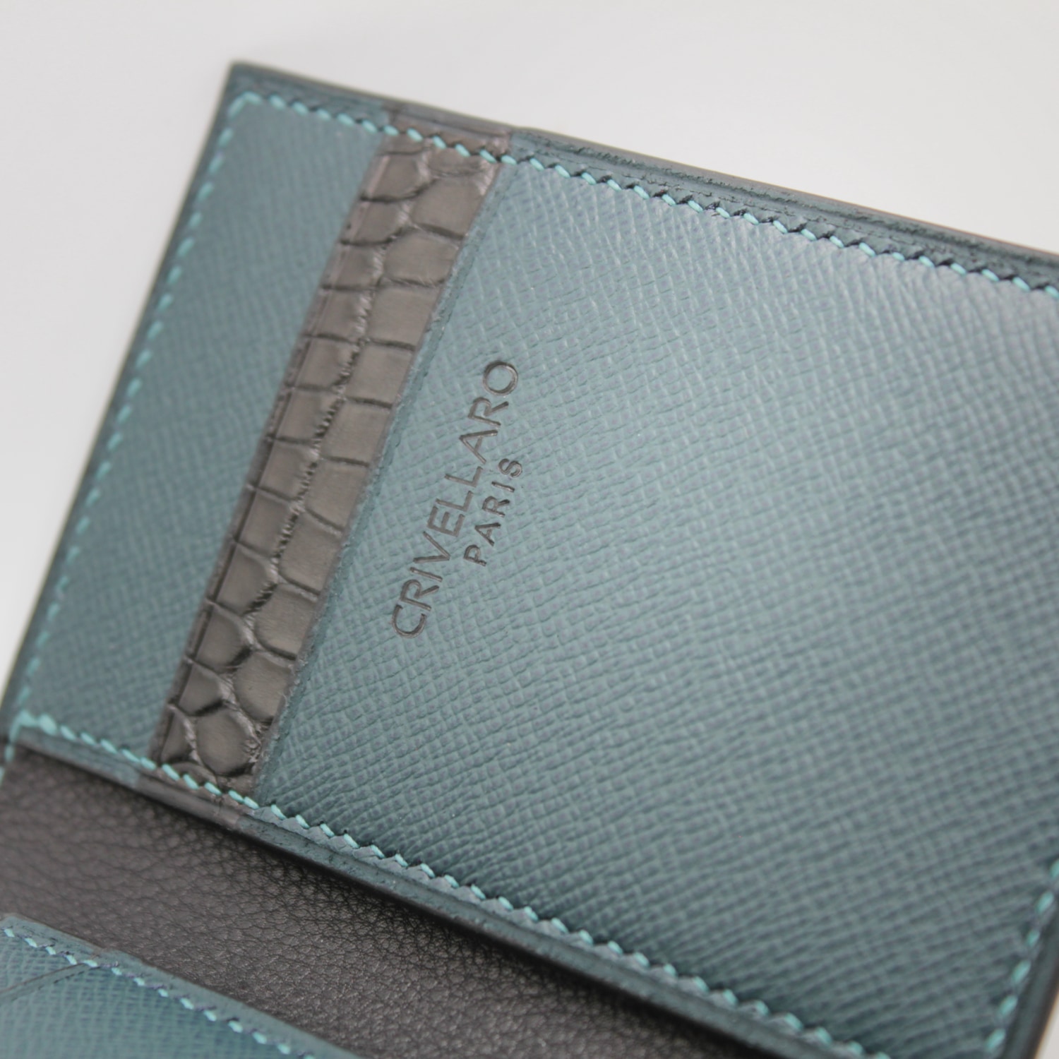 287 Porte 4 cartes Cuir turquoise zoom