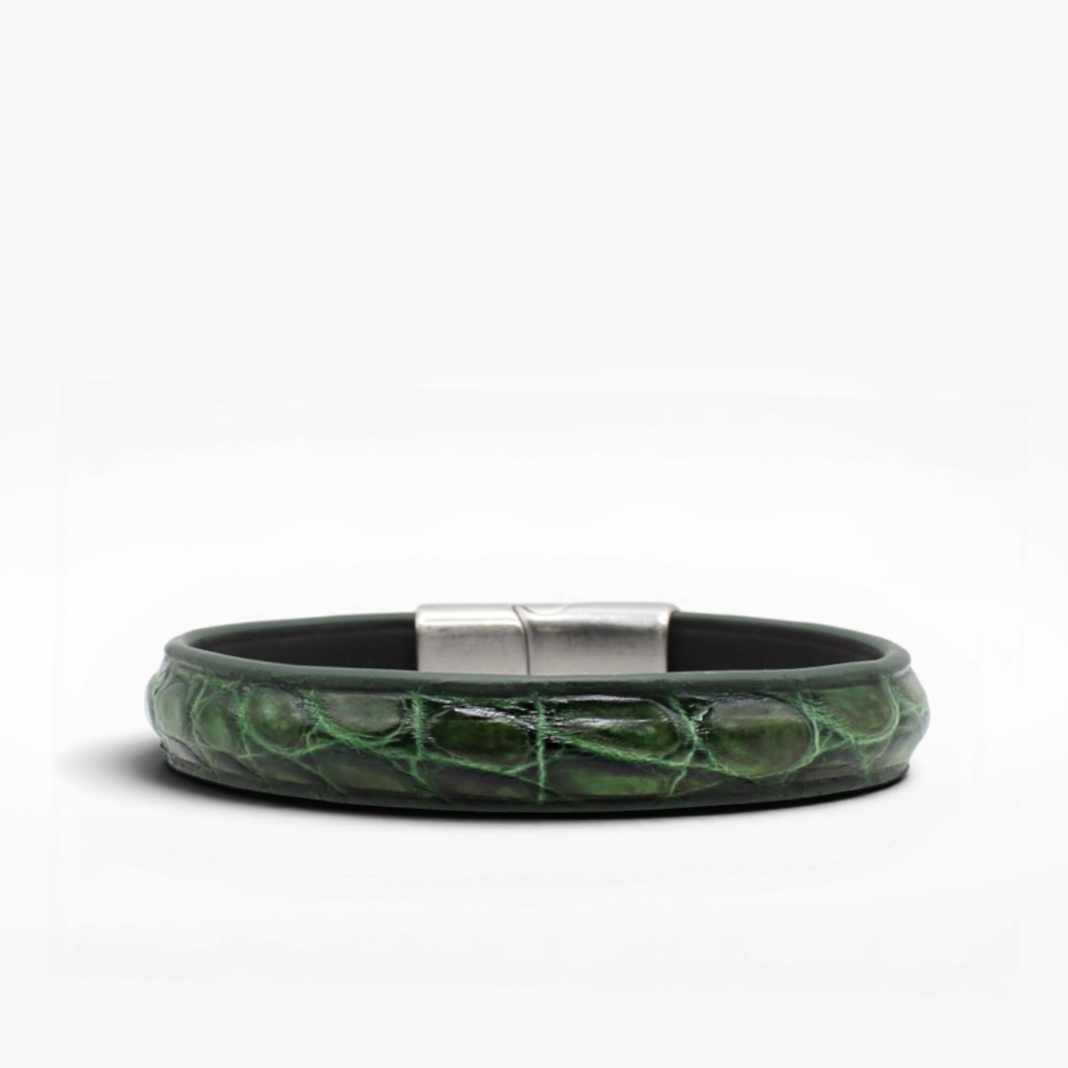 Bracelet cuir crocodile vert