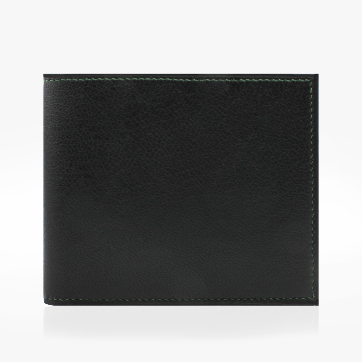 Portefeuille classique cuir noir et vert