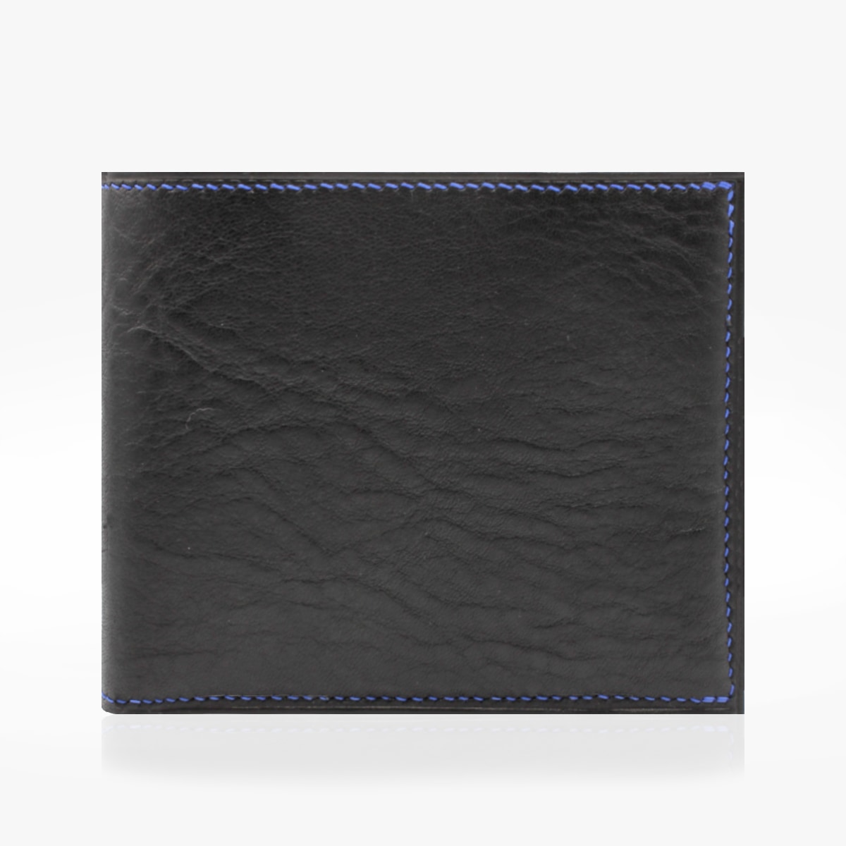 Portefeuille homme cuir noir et crocodile bleu vif