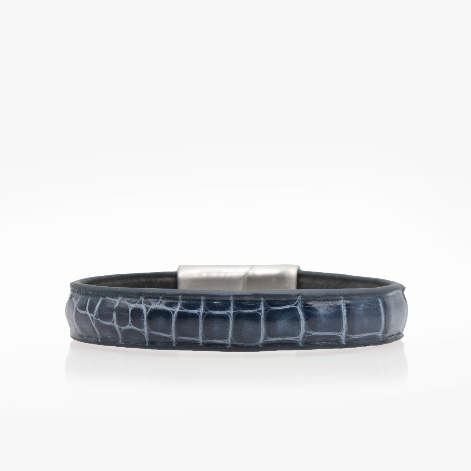 Bracelet cuir crocodile Bleu Jeans Glacé