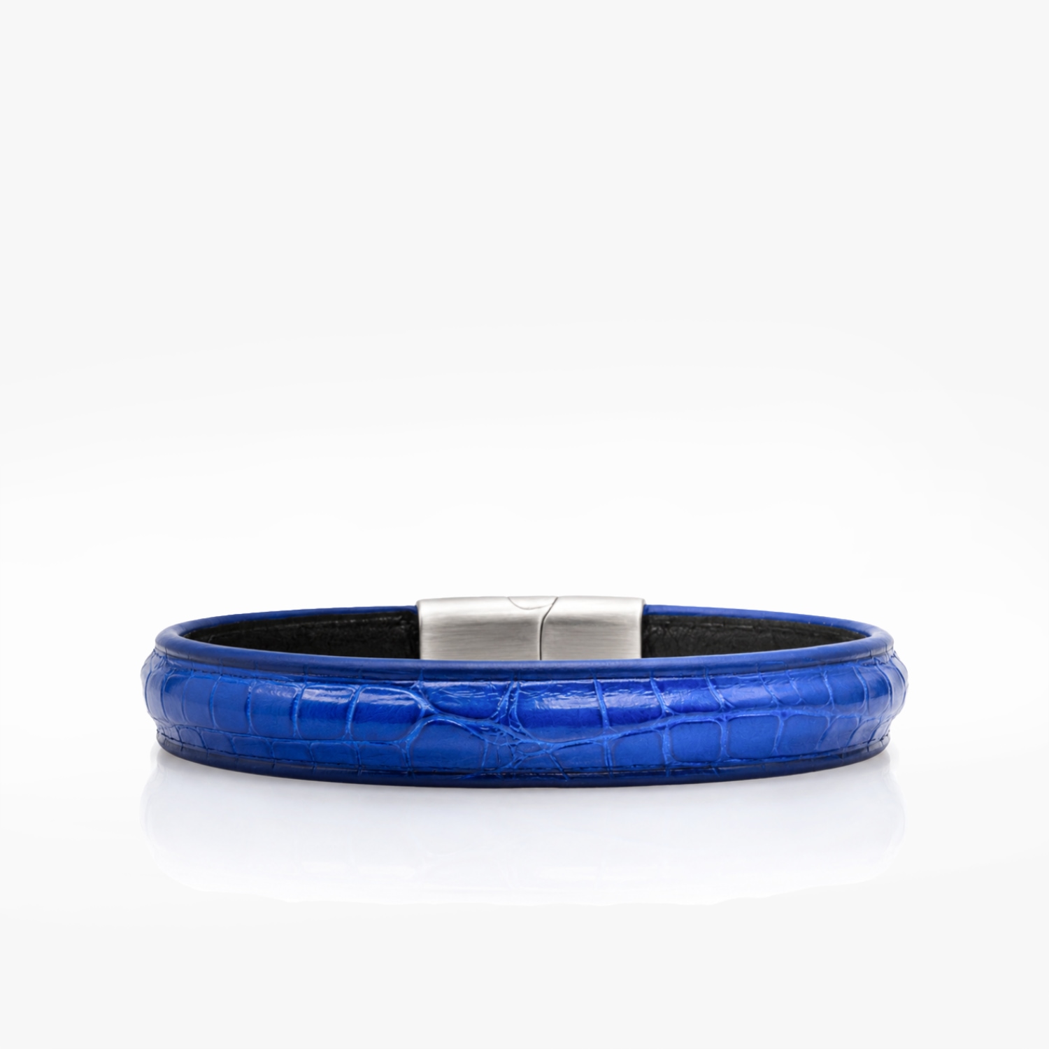 117Bracelet Cuir crocodile bleu vif crivellaro v2