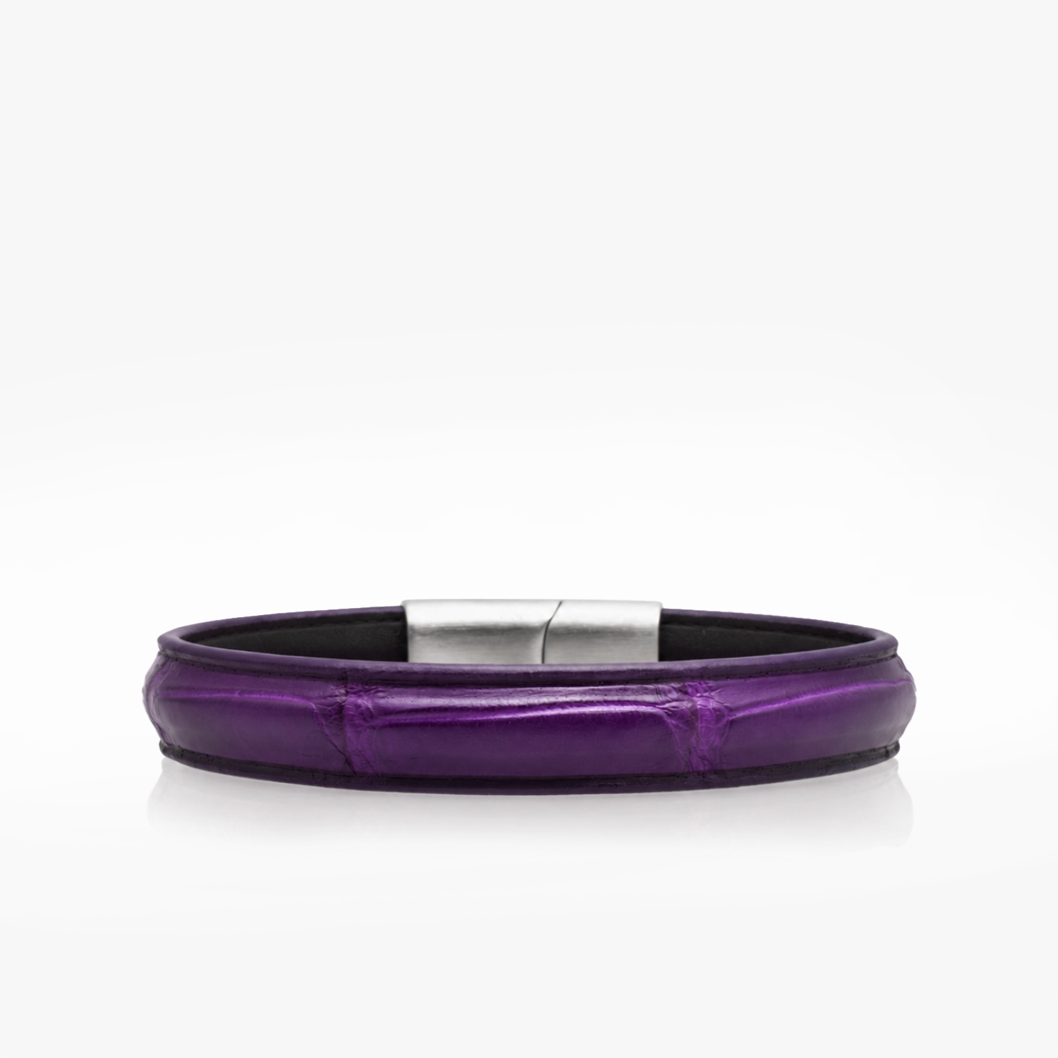 Bracelet Cuir Crocodile Violet