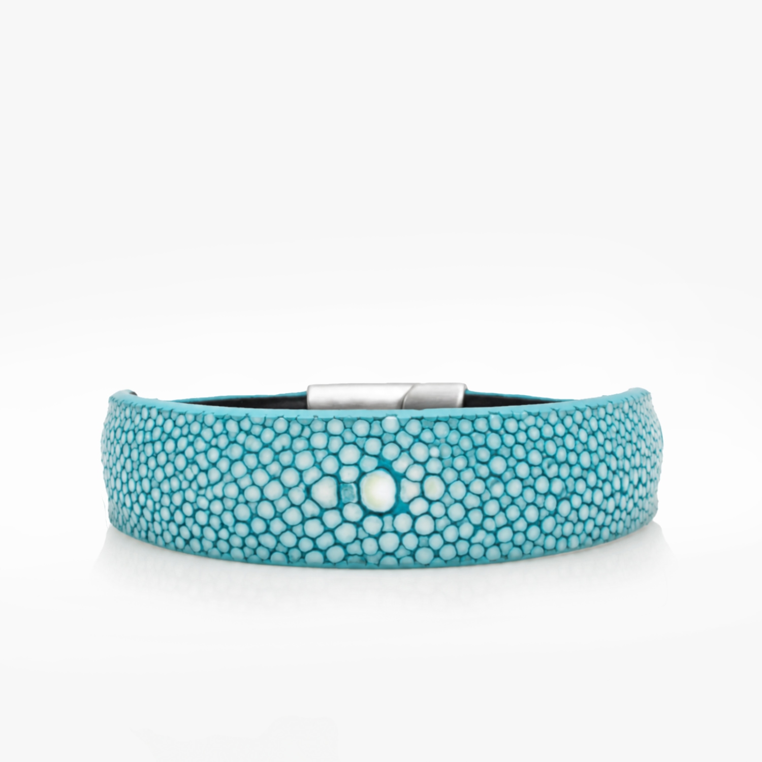 Bracelet Manchette Galuchat Turquoise - Coeur de peau