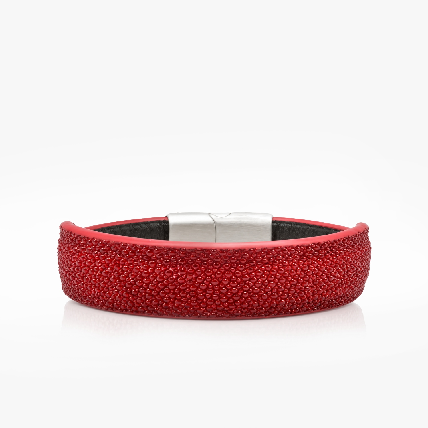 Bracelet Manchette Galuchat Rouge