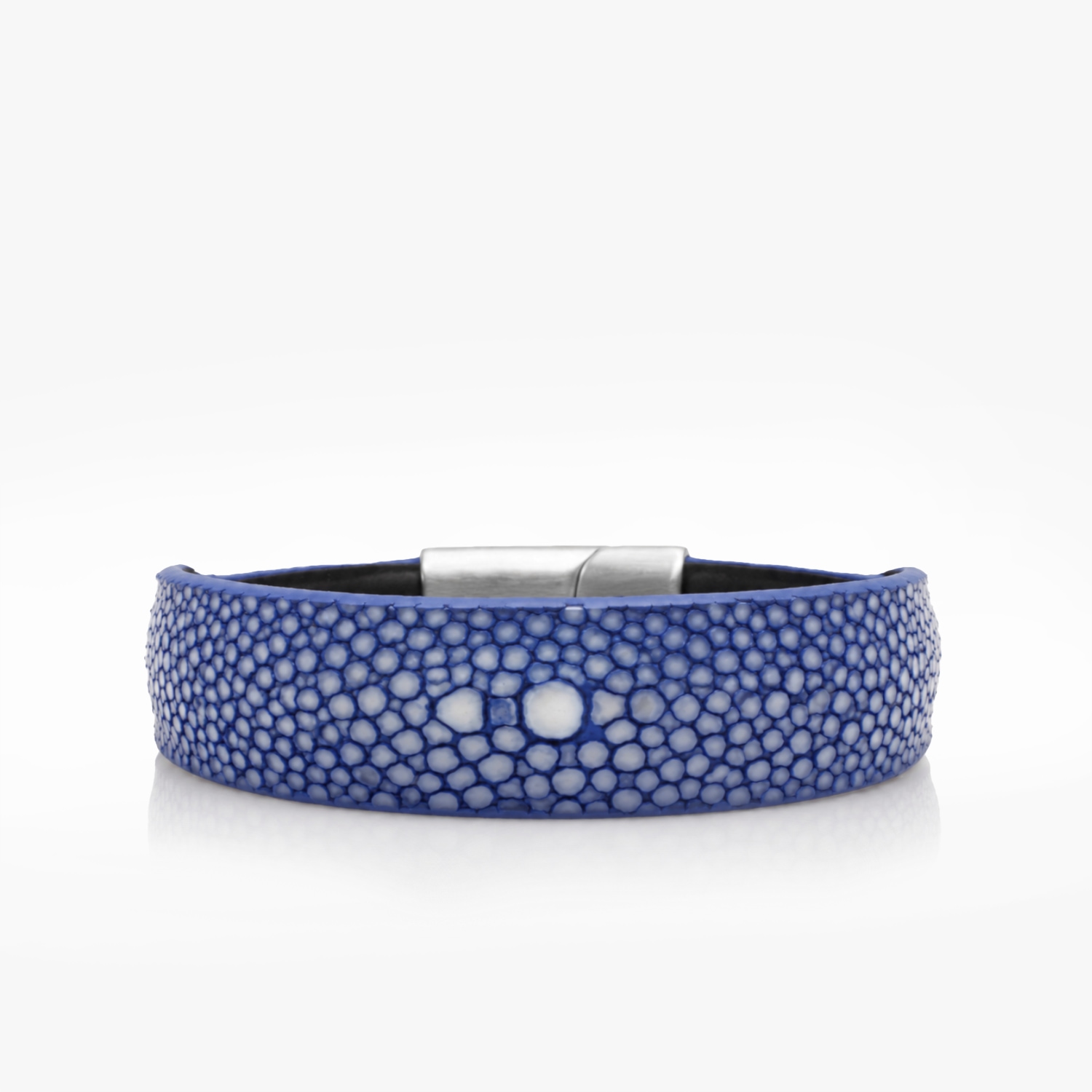 Bracelet Manchette Galuchat Bleu Indigo - Coeur de peau