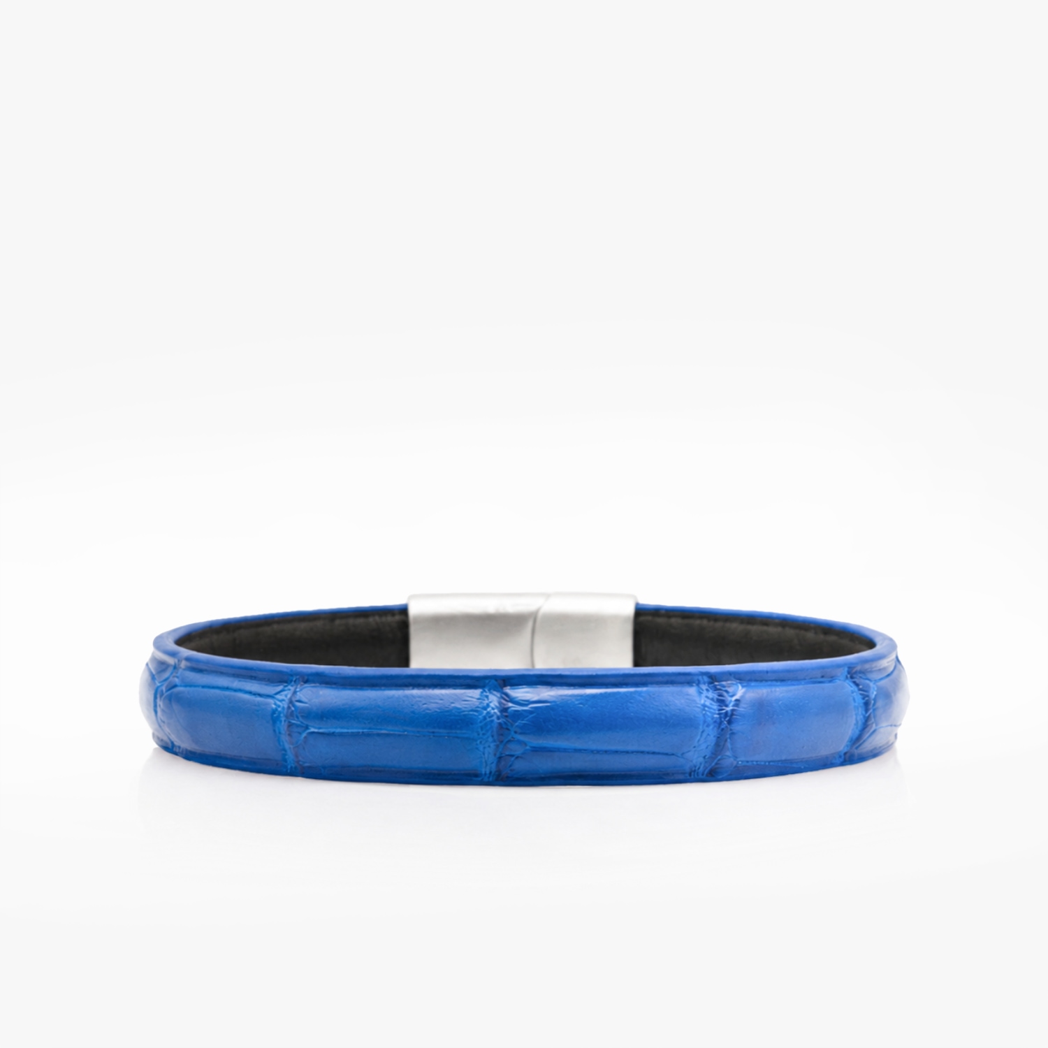 Bracelet cuir de crocodile bleu