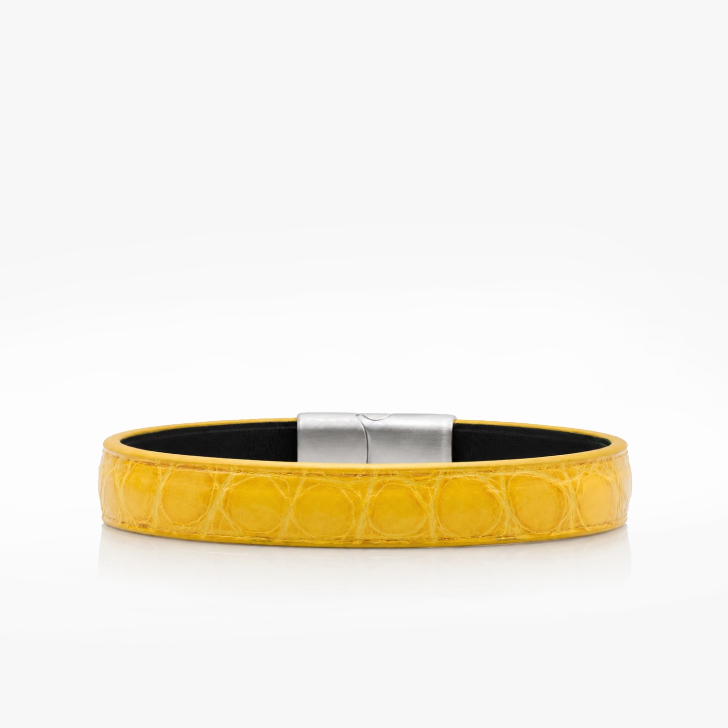 Bracelet en cuir de crocodile jaune