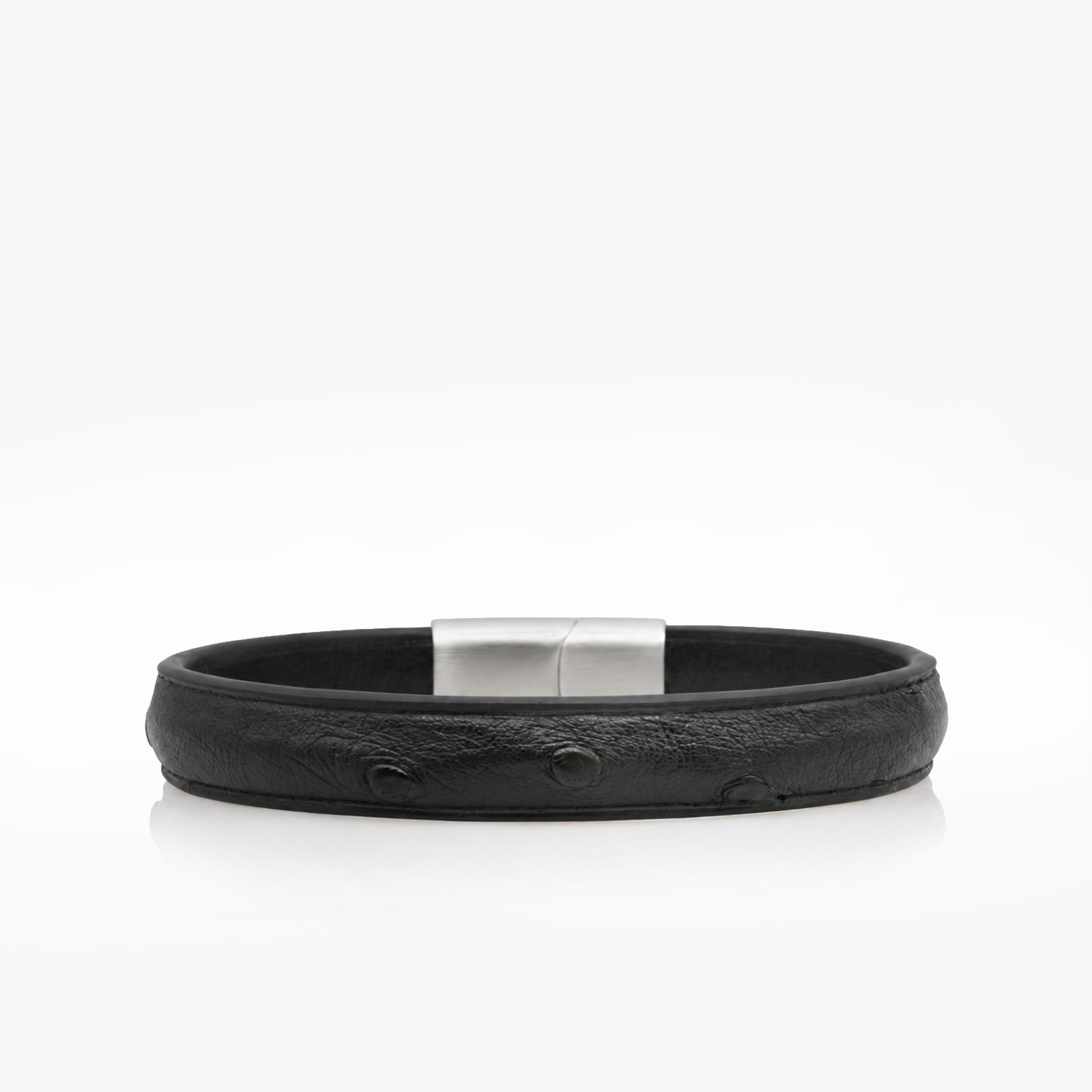 Bracelet Cuir Autruche Noir