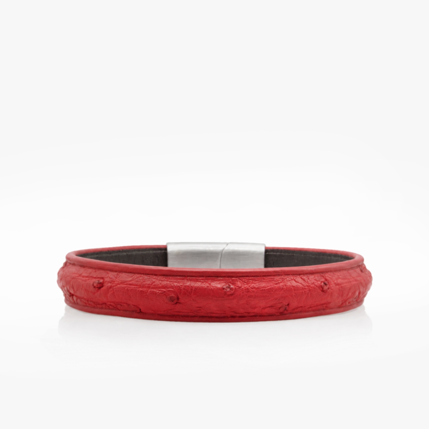 Bracelet Cuir Autruche rouge