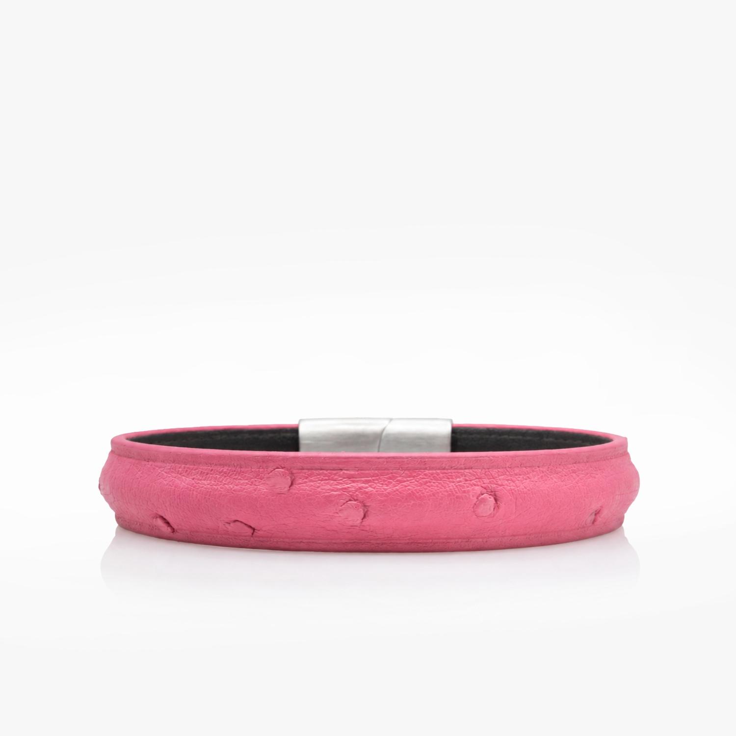 Bracelet Cuir Autruche Rose