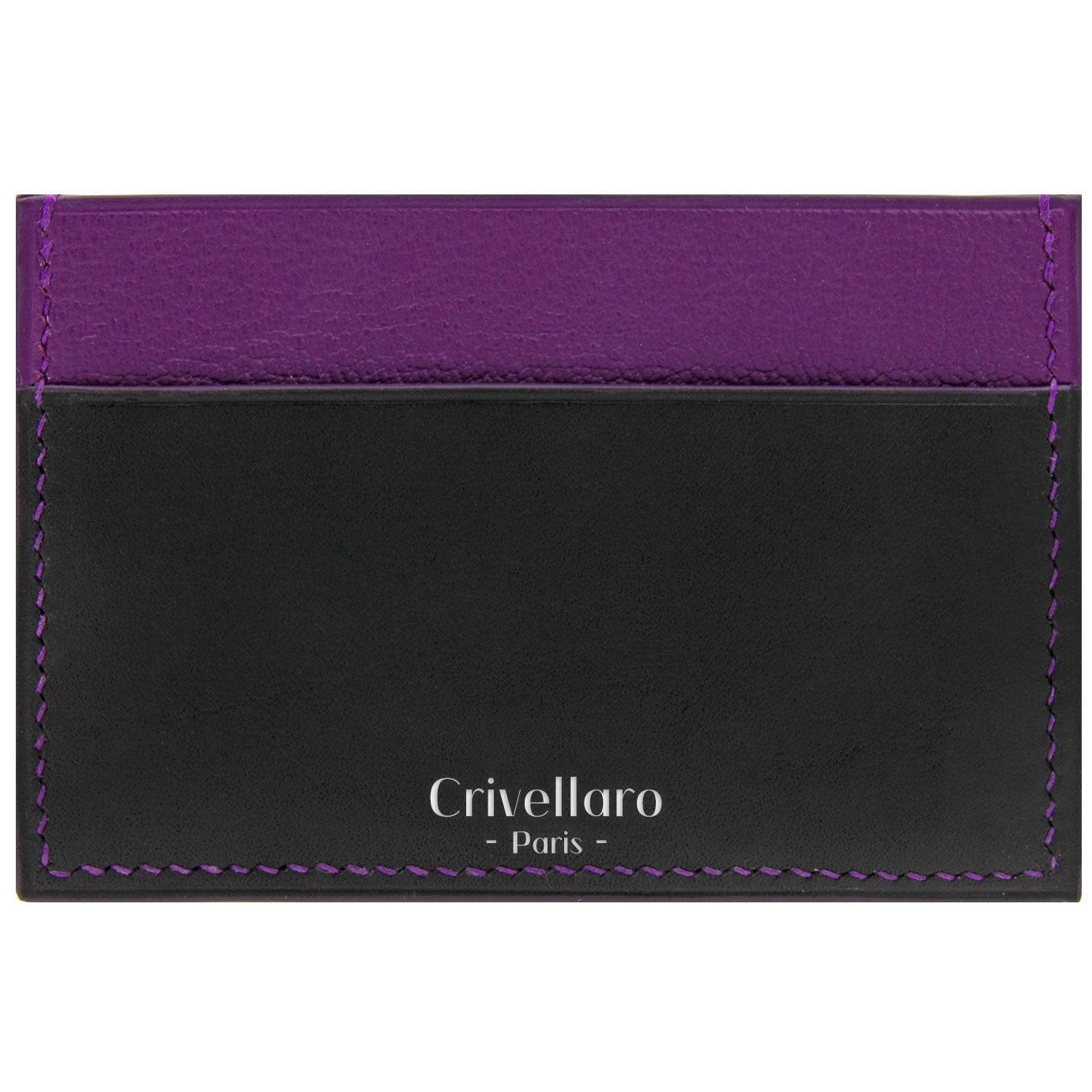 Porte-cartes | Cuir Violet et noir