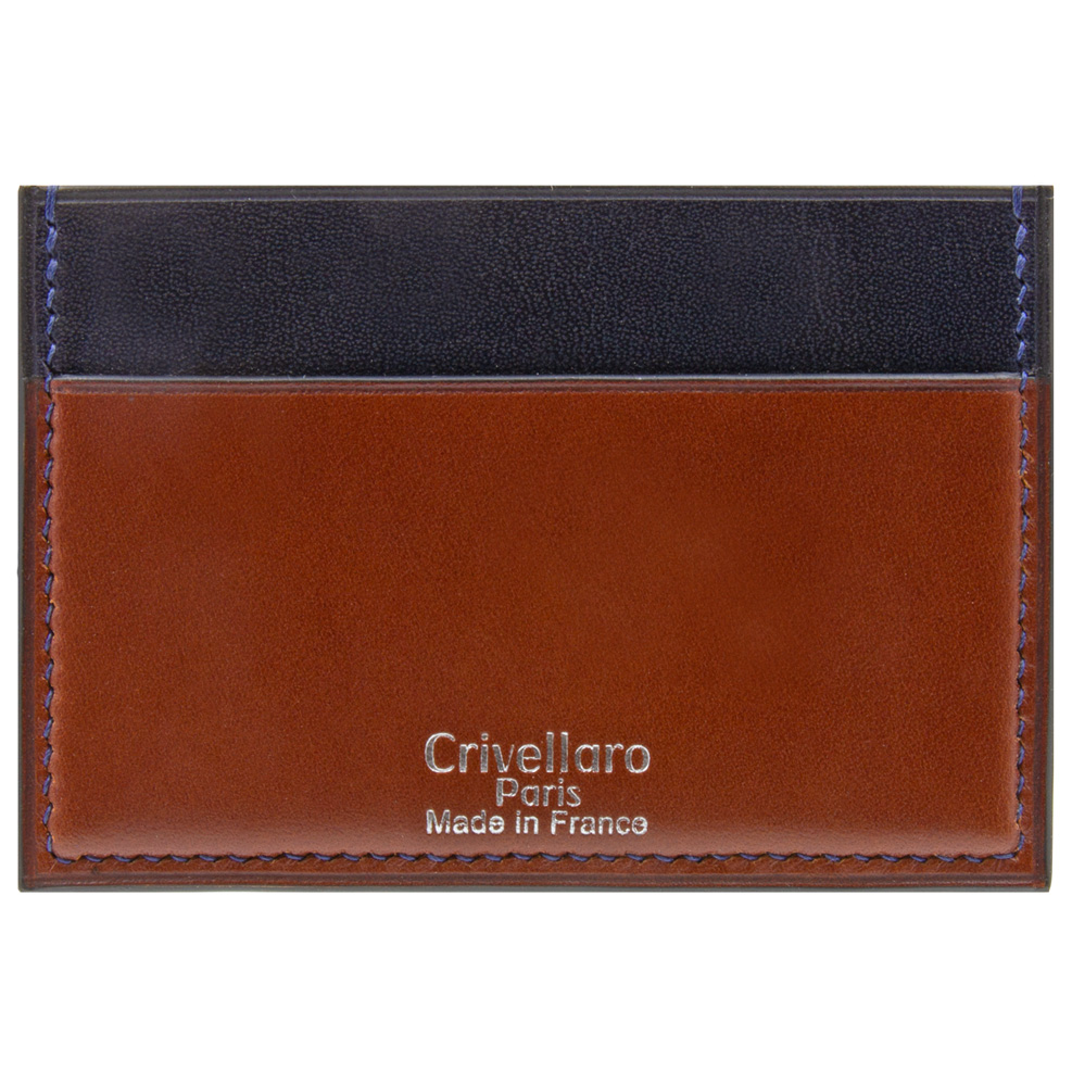 Crivellaro-portes-cartes-SLIM-vegetal-Marron-Bleu-Marine-1