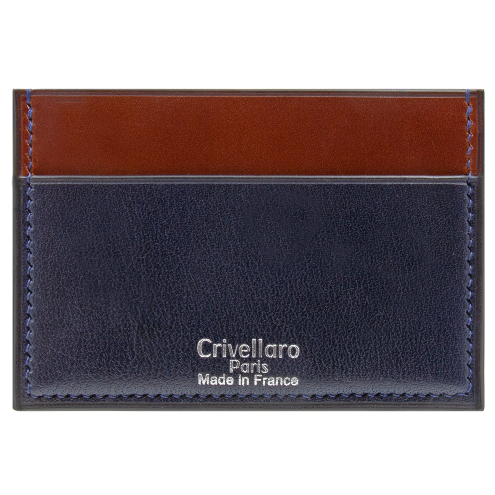 Crivellaro-portes-cartes-SLIM-vegetal-Bleu-Marine-Marron-1