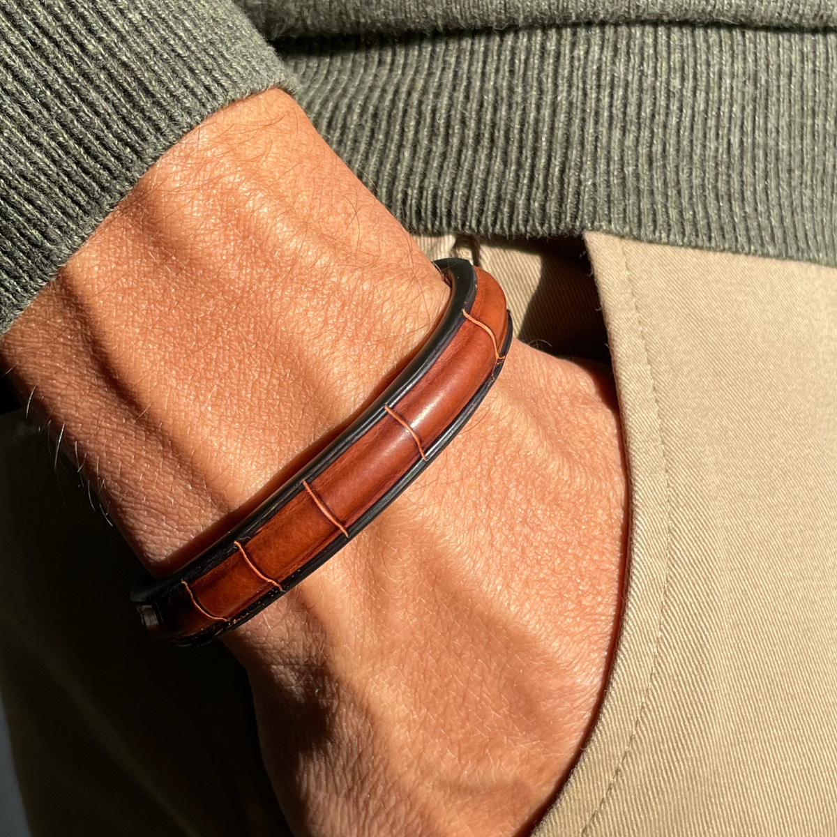 crivellaro bracelet croco marronclair poignet
