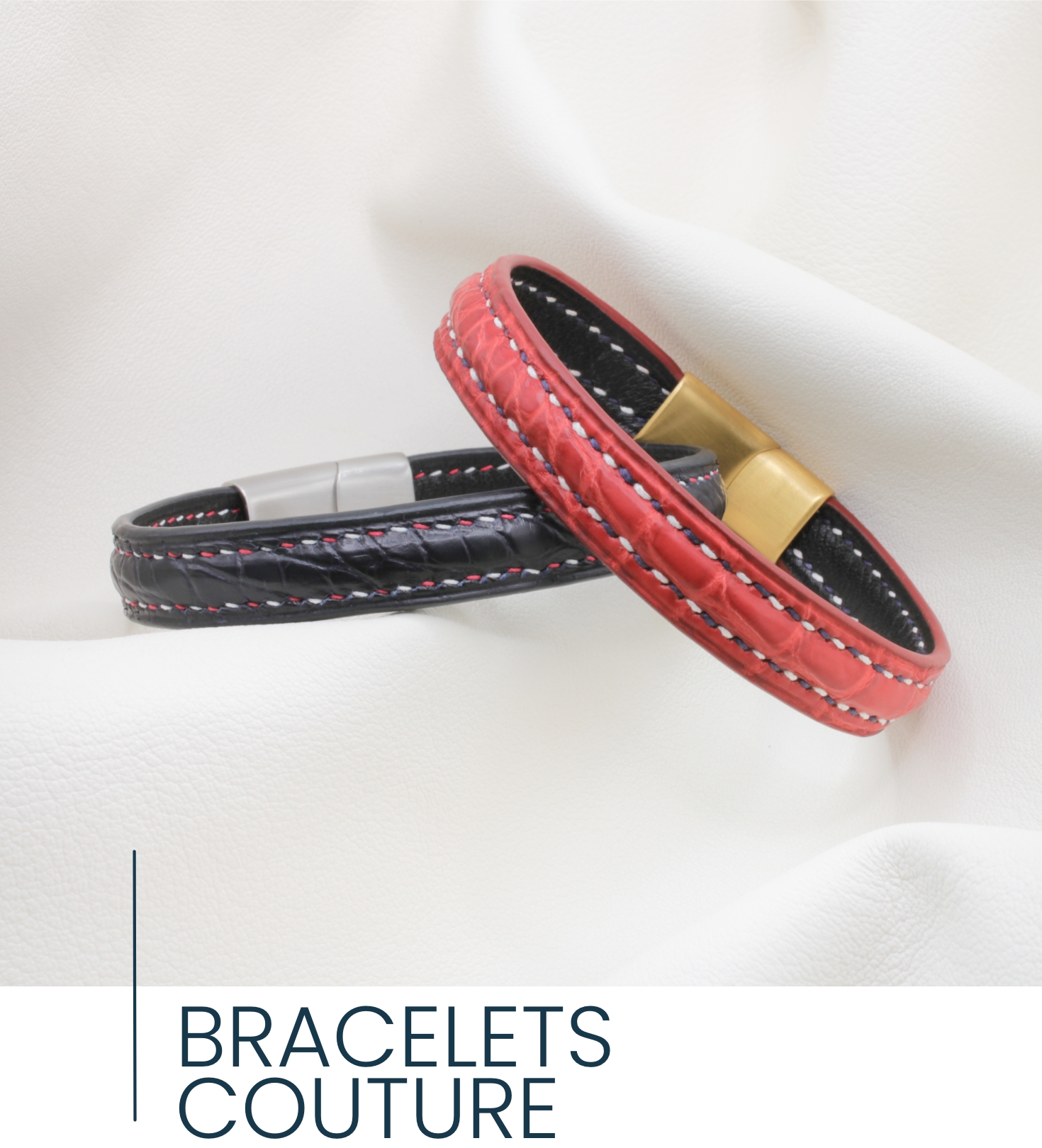 Bracelets en cuir couture sellier