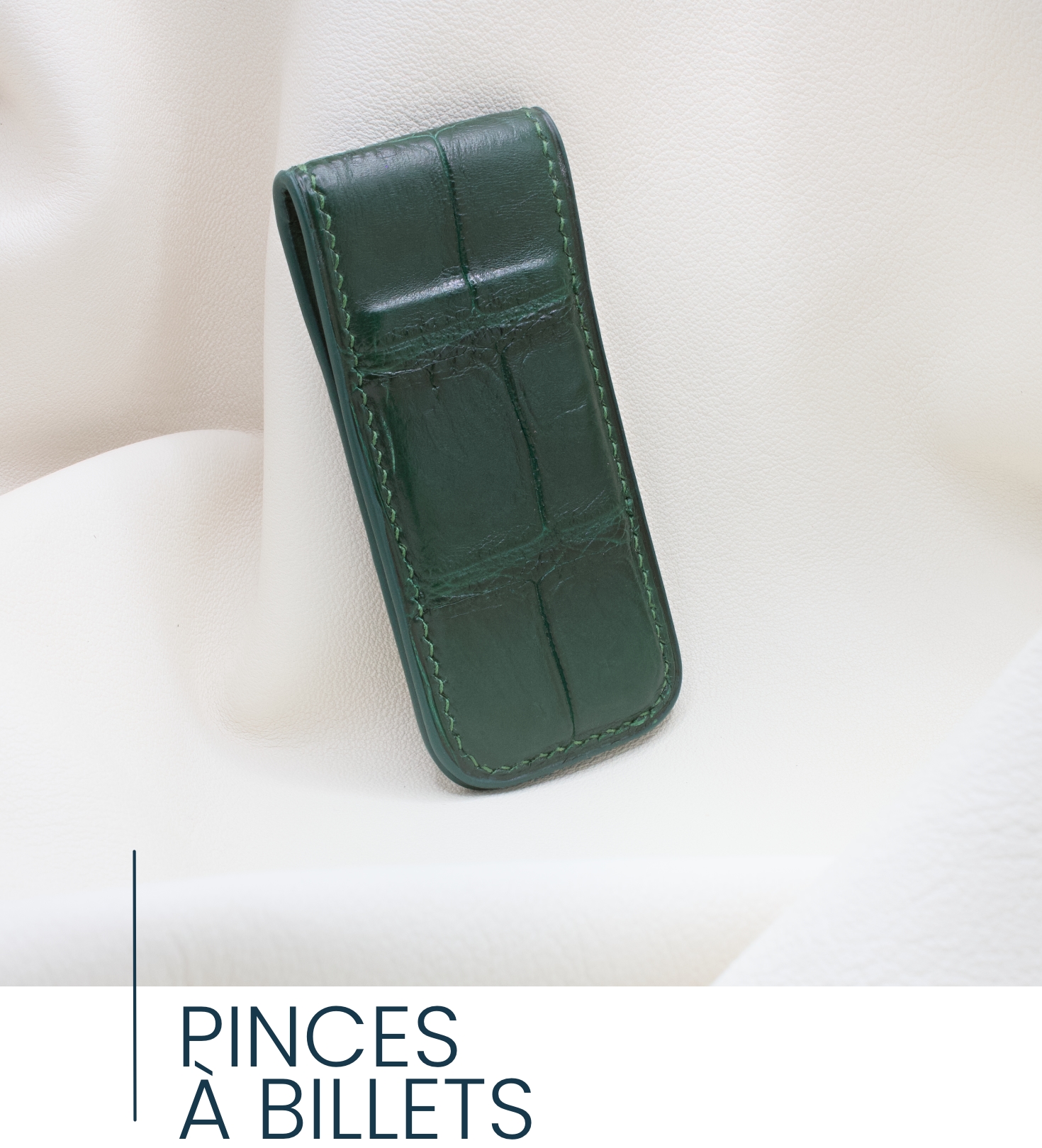 Pince à billets en cuir crocodile vert