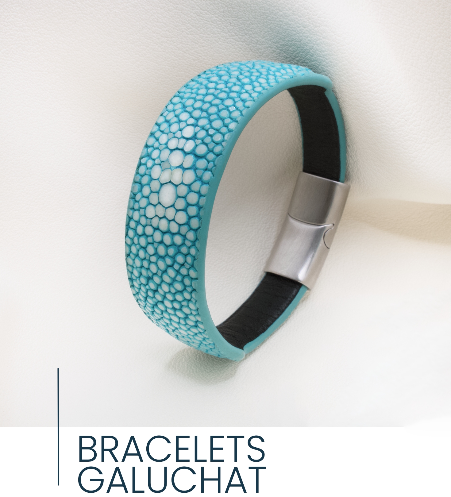 Bracelet en cuir galuchat turquoise