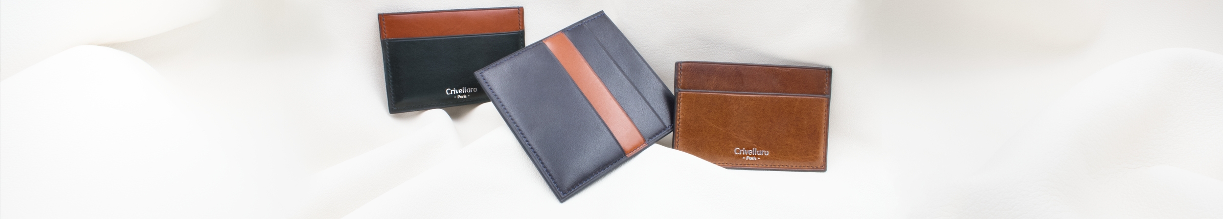 Porte-cartes en cuir marronzet bleu