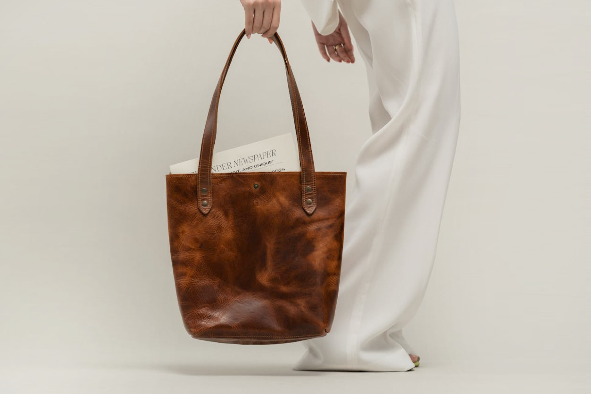 Cabas en cuir marron