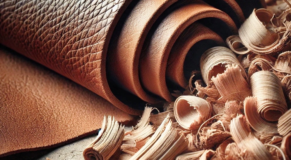 Cuir marron et écorce de bois