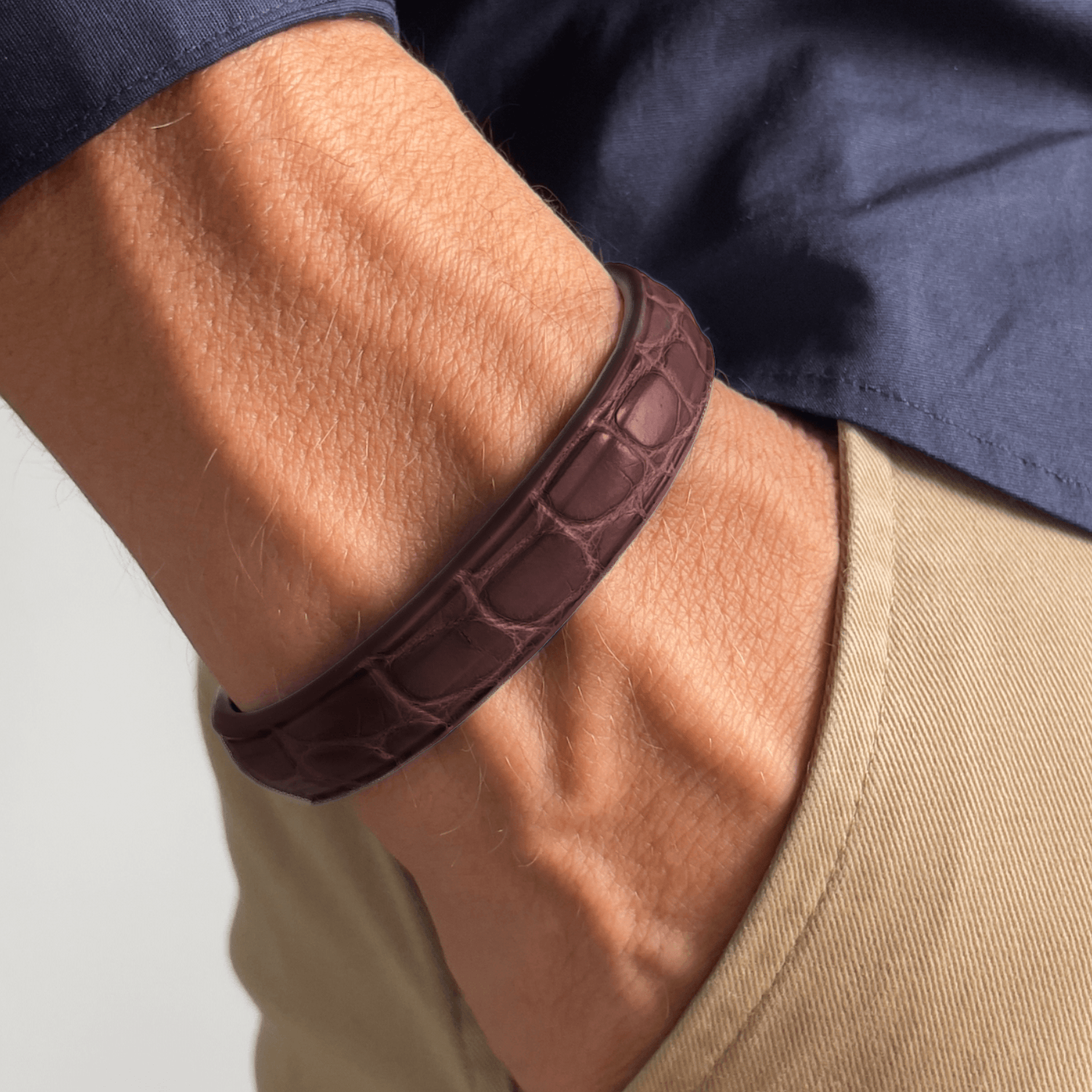 Bracelet cuir croco Crivellaro-Paris