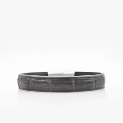Bracelet cuir crocodile gris foncé
