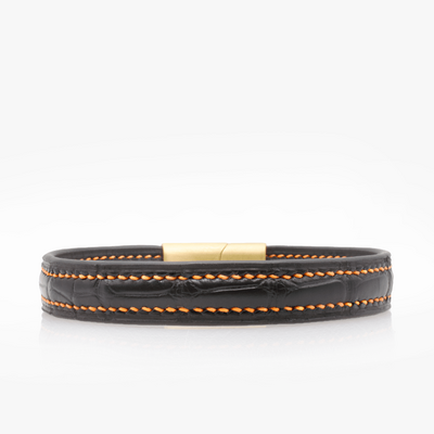 309-crivellaro-bracelet-cuir-croco-noir-couture-orange