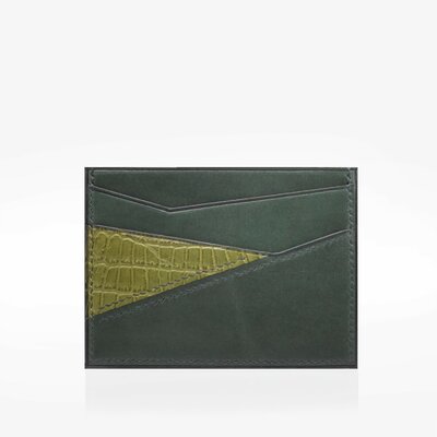 351 Porte cartes puzzle cuir vert
