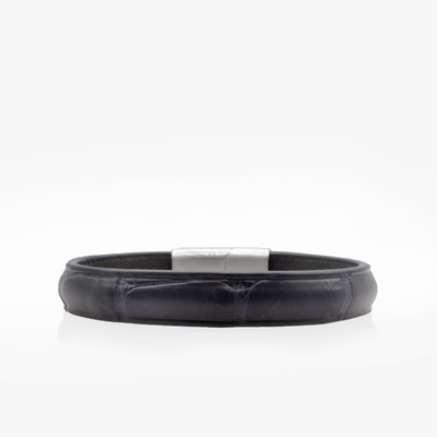 107 Crivellaro Bracelet Cuir Croco Bleu Marine grandes ecailles