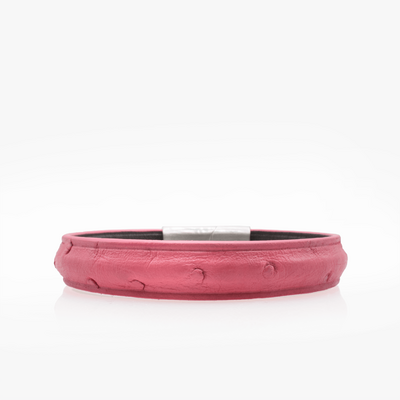 355 Bracelet cuir autruche rose Crivellaro paris