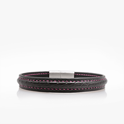 365 Bracelet croco noir couture rose fushia Crivellaro