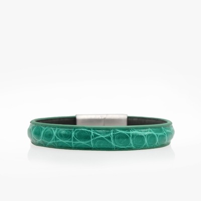 391 Bracelet Cuir crocodile vert emmeraude