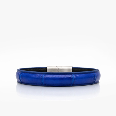 117Bracelet Cuir crocodile bleu vif crivellaro