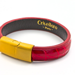 Crivellaro-Bracelet-croco-rouge-Brillant2